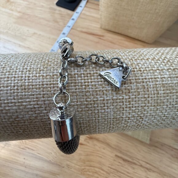 Guess Silver Mesh Bracelet With Logo Bar & Chain Clasp 7" Adjustable Length - Picture 4 of 8